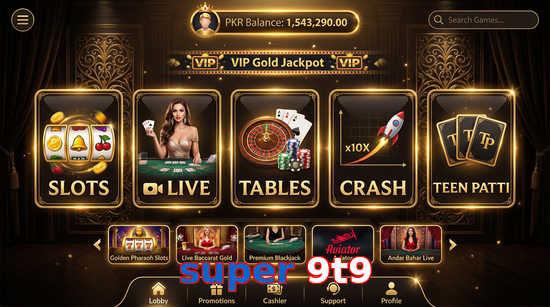 Main screen of Super 9t9 casino page for PK players